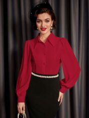 Акція на Блузка жіноча SHEIN GD-00199963 S Бордова від Rozetka