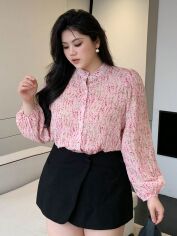Акція на Блузка жіноча SHEIN GD-00198464 2XL-Petite Plus Рожева від Rozetka
