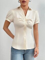 Акція на Блузка жіноча SHEIN GD-00198341 S Кремова від Rozetka