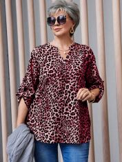 Акція на Блузка жіноча SHEIN GD-00198958 4XL Бордова від Rozetka