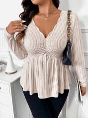 Акція на Блузка жіноча SHEIN GD-00215801 0XL Кремова від Rozetka