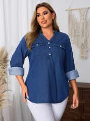 Акція на Блузка жіноча SHEIN GD-00212318 22 Синя від Rozetka