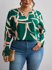 Акція на Блузка жіноча SHEIN GD-00212963 1XL Темно-зелена від Rozetka