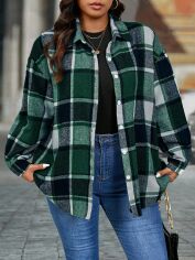 Акція на Блузка жіноча SHEIN GD-00213978 0XL Темно-зелена від Rozetka