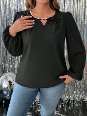 Акція на Блузка жіноча SHEIN GD-00224200 4XL Чорна від Rozetka