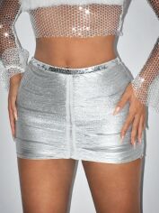 Акция на Спідниця літня жіноча SHEIN GD-00222563 M Срібна от Rozetka