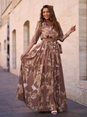 Акція на Плаття довге літнє жіноче ISSA PLUS 15242 3XL Коричневе від Rozetka