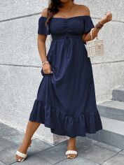 Акція на Сукня жіноча SHEIN GD-00199034 0XL Темно-синя від Rozetka