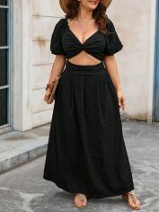 Акція на Плаття довге літнє жіноче SHEIN GD-00192791 0XL Чорне від Rozetka