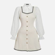 Акция на Сукня осіння жіноча SHEIN GD-00227666 0XL Бежева от Rozetka