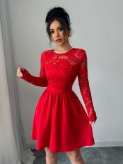 Акція на Плаття вечірнє міді осіннє жіноче SHEIN GD-00209760 S Червоне від Rozetka