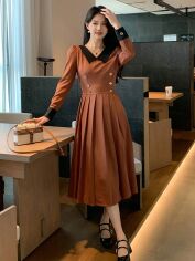 Акція на Сукня осіння жіноча SHEIN GD-00211269 XL Пісочна від Rozetka