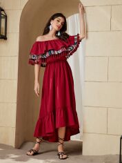 Акція на Плаття довге літнє жіноче SHEIN GD-00192918 L Червоне від Rozetka
