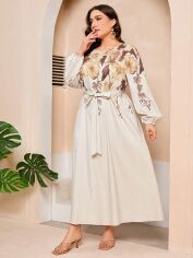 Акція на Сукня осіння жіноча SHEIN GD-00215220 4XL Кремова від Rozetka