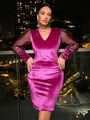 Акция на Плаття вечірнє міді осіннє жіноче SHEIN GD-00215625 XL Малинове от Rozetka