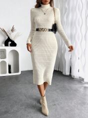 Акція на Плаття міді осіннє жіноче SHEIN GD-00181403 L Бежеве від Rozetka