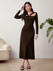 Акція на Сукня осіння жіноча SHEIN GD-00224384 S Коричнева від Rozetka