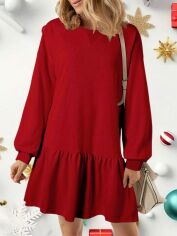 Акція на Плаття коротке осіннє жіноче SHEIN GD-00215623 XL Червоне від Rozetka