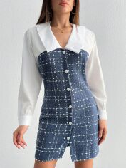 Акція на Плаття-сорочка коротке осіннє жіноче SHEIN GD-00210420 XL Темно-синє від Rozetka