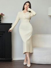 Акція на Сукня осіння жіноча SHEIN GD-00212205 L Кремова від Rozetka