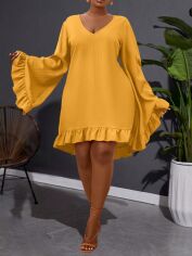 Акція на Сукня осіння жіноча SHEIN GD-00197779 0XL Жовта від Rozetka
