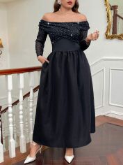 Акція на Сукня осіння жіноча SHEIN GD-00198201 0XL Чорна від Rozetka