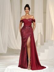 Акція на Сукня жіноча SHEIN GD-00224167 S Бордова від Rozetka