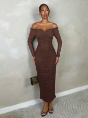 Акція на Сукня жіноча SHEIN GD-00219235 S Коричнева від Rozetka