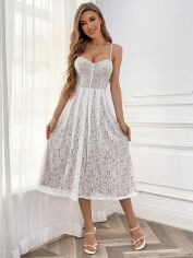 Акція на Плаття вечірнє міді літнє жіноче SHEIN GD-00192967 S Біле від Rozetka