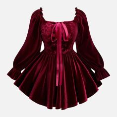 Акція на Сукня осіння жіноча SHEIN GD-00224769 0XL Бордова від Rozetka