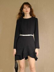 Акція на Плаття коротке осіннє жіноче SHEIN GD-00196980 M Чорне з білим від Rozetka