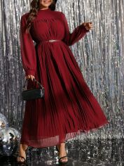 Акція на Сукня осіння жіноча SHEIN GD-00196989 4XL Бордова від Rozetka