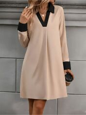 Акція на Плаття коротке осіннє жіноче SHEIN GD-00199123 L Кремове від Rozetka