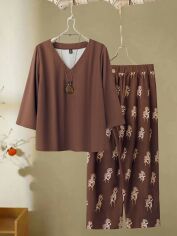 Акція на Костюм оверсайз жіночий SHEIN GD-00209854 1XL Коричневий від Rozetka