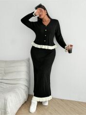 Акция на Костюм жіночий SHEIN GD-00193411 1XL Чорний з білим от Rozetka