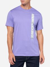 Акція на Футболка бавовняна довга чоловіча Armani Exchange 851744920 M Фіолетова з принтом від Rozetka