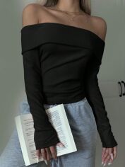 Акція на Жіночий лонгслів SHEIN GD-00222945 2XL Чорний від Rozetka