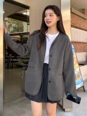 Акція на Жіночий кардиган SHEIN GD-00198820 L Темно-сірий від Rozetka