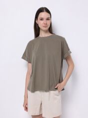 Акція на Футболка бавовняна довга жіноча Colin's CL1074583KHA S Khaki від Rozetka