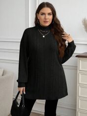 Акція на Футболка довга жіноча SHEIN GD-00224607 1XL Чорна від Rozetka