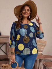 Акція на Блузка жіноча SHEIN GD-00209496 4XL Темно-синя від Rozetka