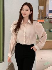 Акція на Блузка жіноча SHEIN GD-00193300 S Кремова від Rozetka