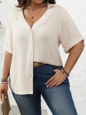 Акція на Блузка жіноча SHEIN GD-00210140 3XL Кремова від Rozetka