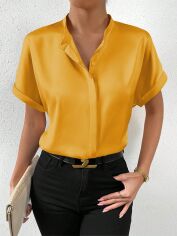 Акція на Блузка жіноча SHEIN GD-00199772 XL Жовта від Rozetka