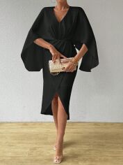 Акція на Сукня на запах міді осіння жіноча SHEIN GD-00196377 M Чорна від Rozetka