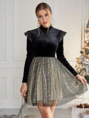 Акція на Плаття вечірнє коротке осіннє жіноче SHEIN GD-00197956 XS Чорне від Rozetka