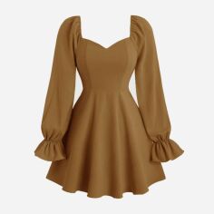 Акція на Плаття коротке осіннє жіноче SHEIN GD-00215943 L Коричневе від Rozetka