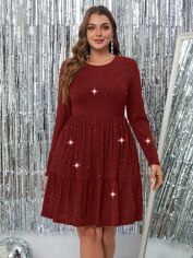 Акція на Сукня осіння жіноча SHEIN GD-00215448 1XL Бордова від Rozetka