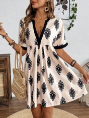 Акція на Плаття міді літнє жіноче SHEIN GD-00224419 L Кремове від Rozetka