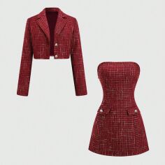 Акція на Костюм жіночий SHEIN GD-00218762 L-Petite Бордовий від Rozetka